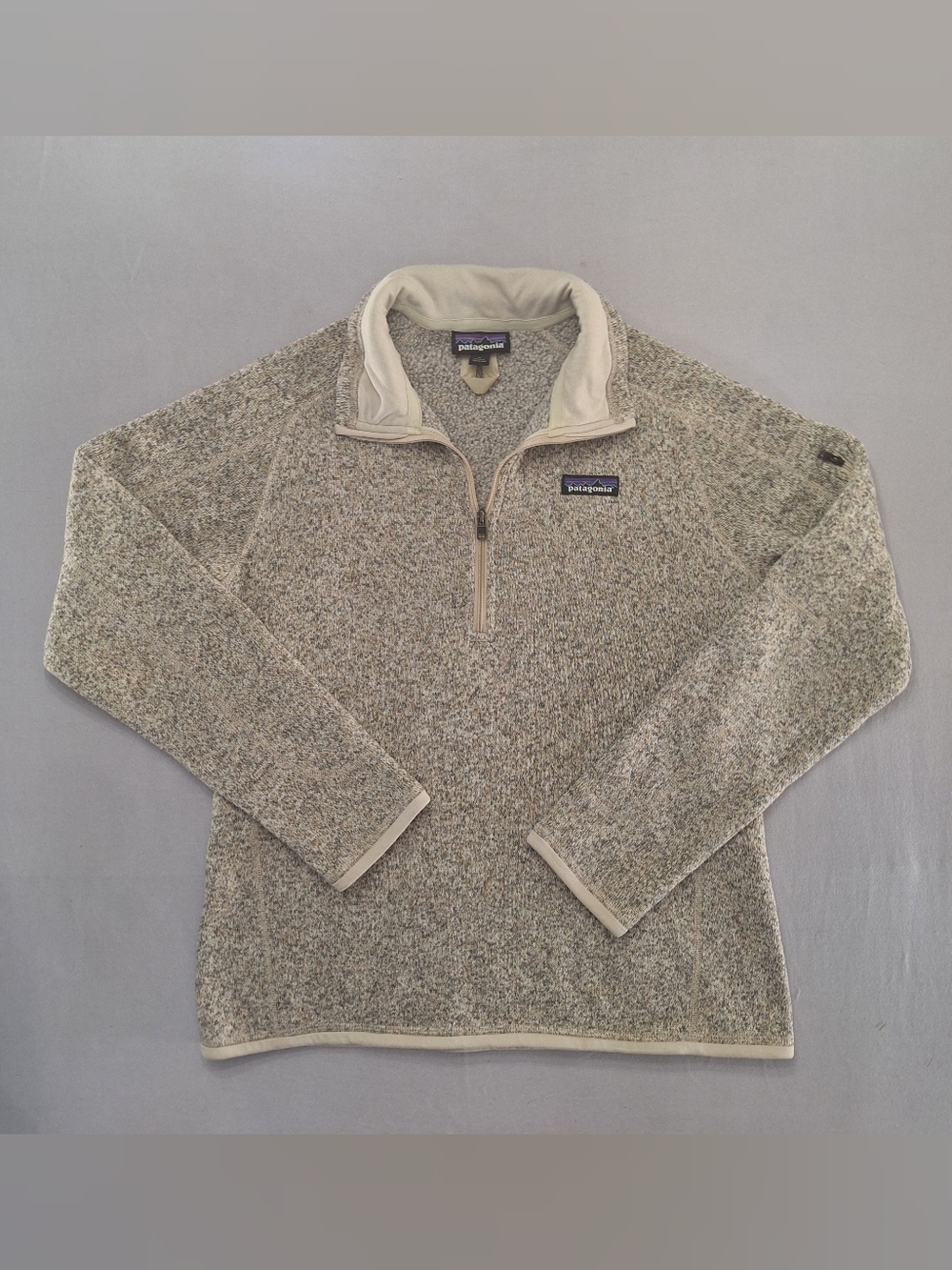 Patagonia Women's Better Sweater Quarter-Zip Pullover Heatherd Beige Cream M